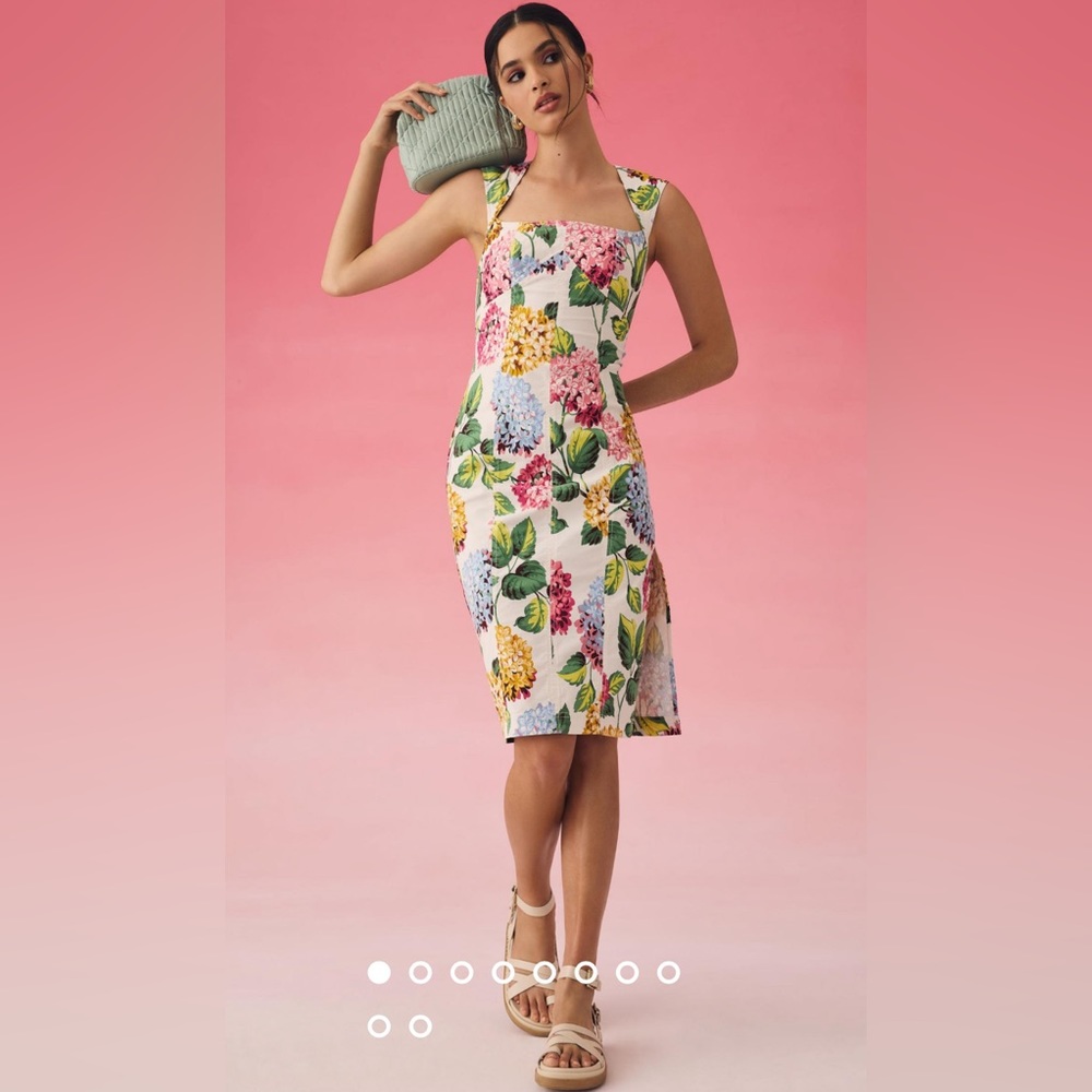 NEVER WORN, size 6, Anthropologie dress. Square neck with a floral design.